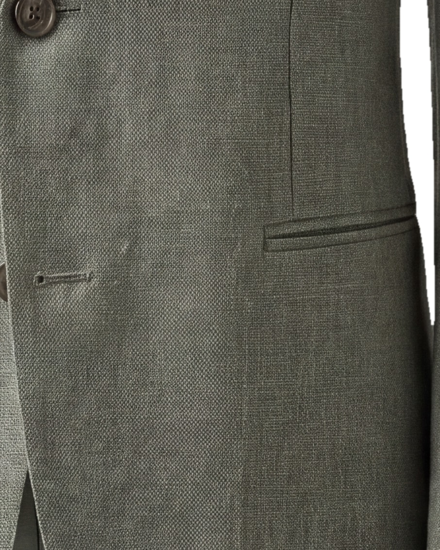 Light Olive Linen Jacket from Brisbane Moss, pocket detail