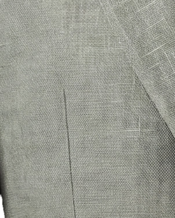 Light Olive Linen Jacket from Brisbane Moss, fabric close-up