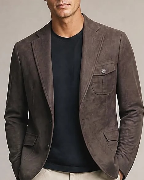 Dark Brown Suede Jacket, collar detail