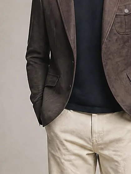 Dark Brown Suede Jacket, pocket detail