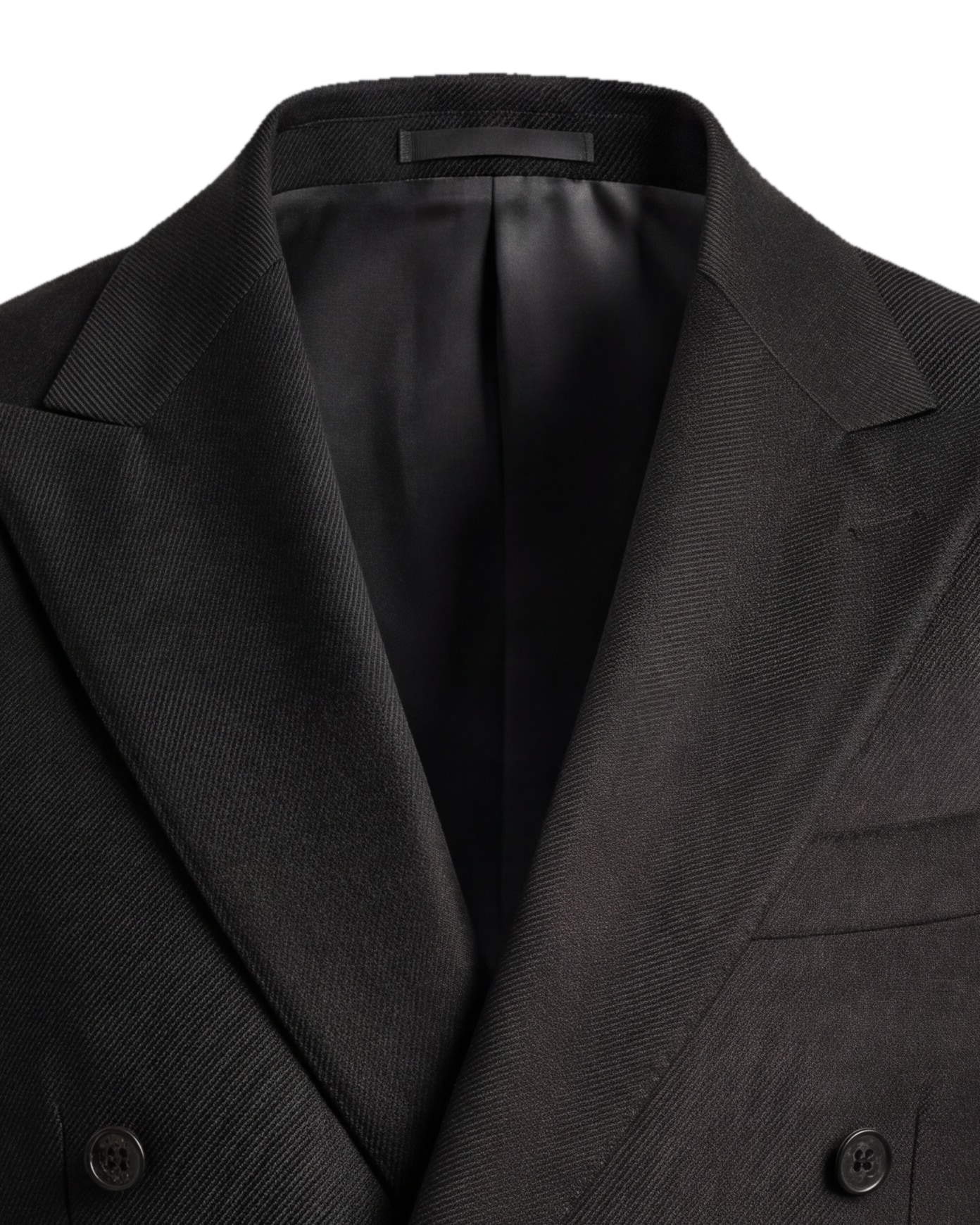 Black Double-Breasted Jacket from Angelico, collar detail