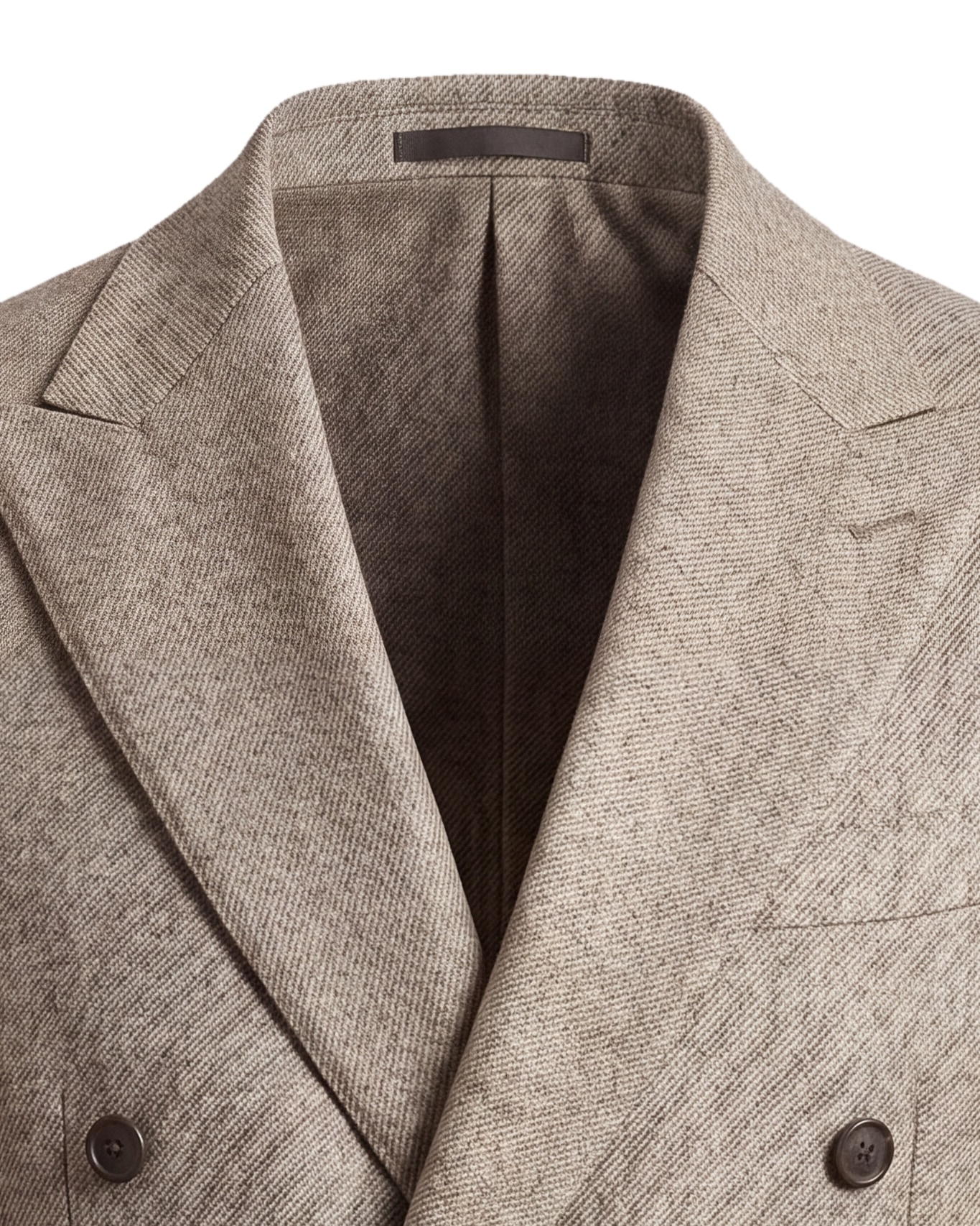 Taupe Double-Breasted Jacket from Drago, collar detail