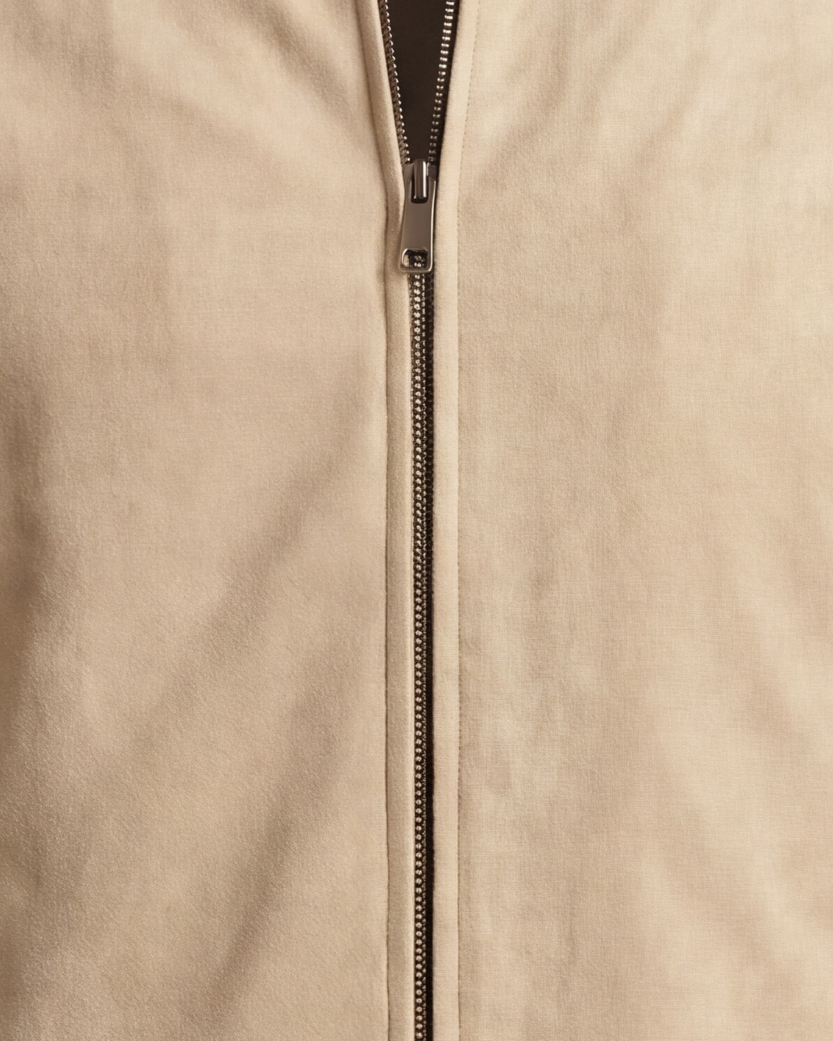 Sand Vegan Suede Harrington Jacket, front view