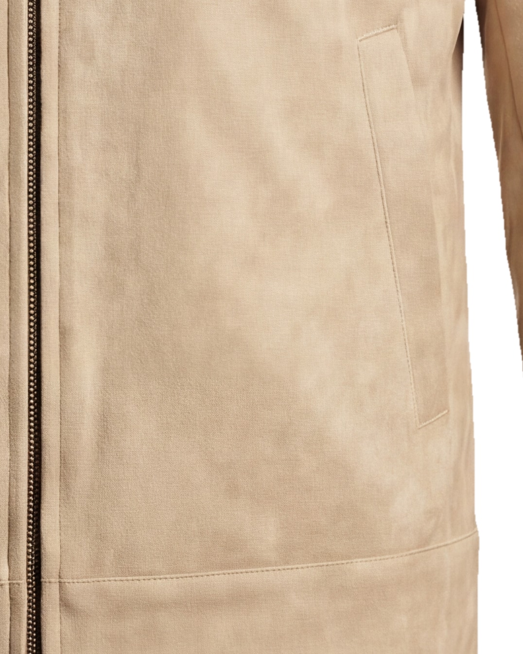 Sand Vegan Suede Harrington Jacket, pocket detail