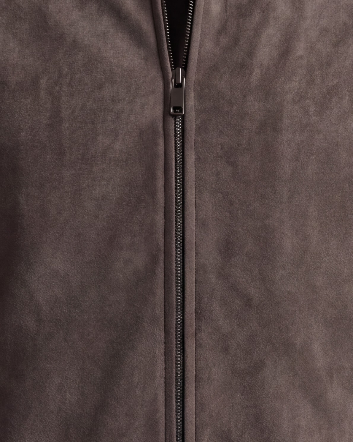 Dark Taupe Suede Harrington Jacket, front view