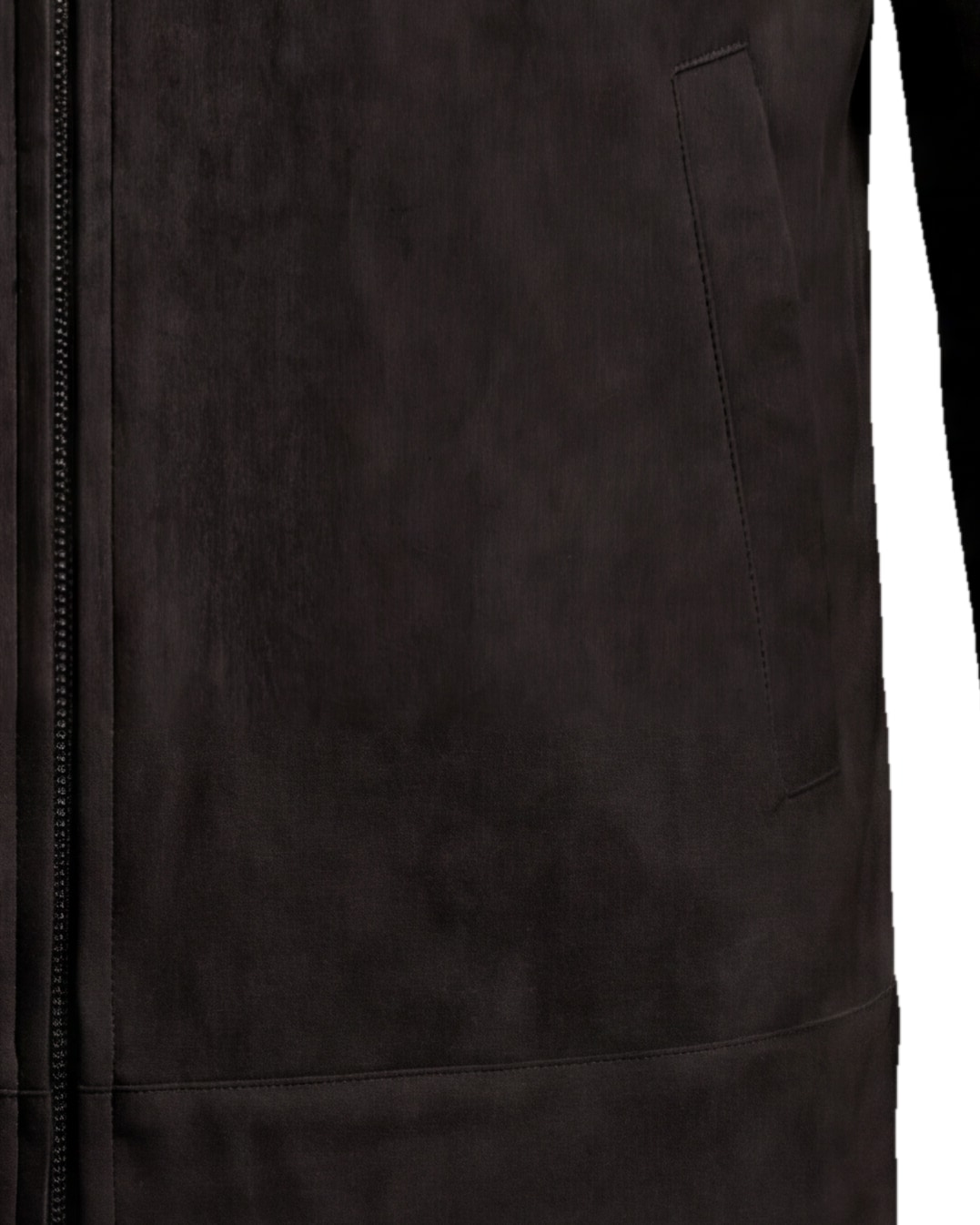 Dark Brown Vegan Suede Harrington Jacket, pocket detail