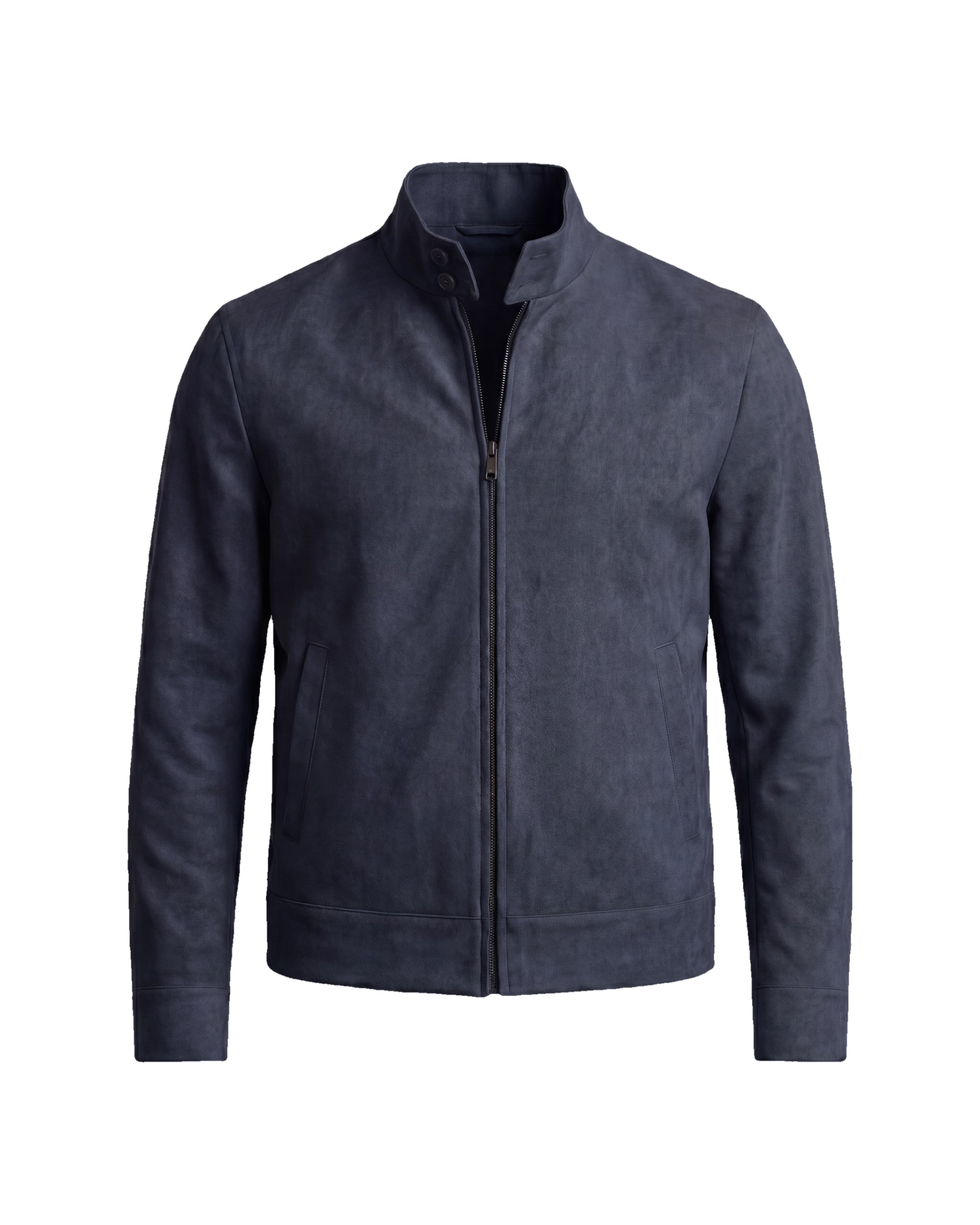 Navy Suede Harrington Jacket