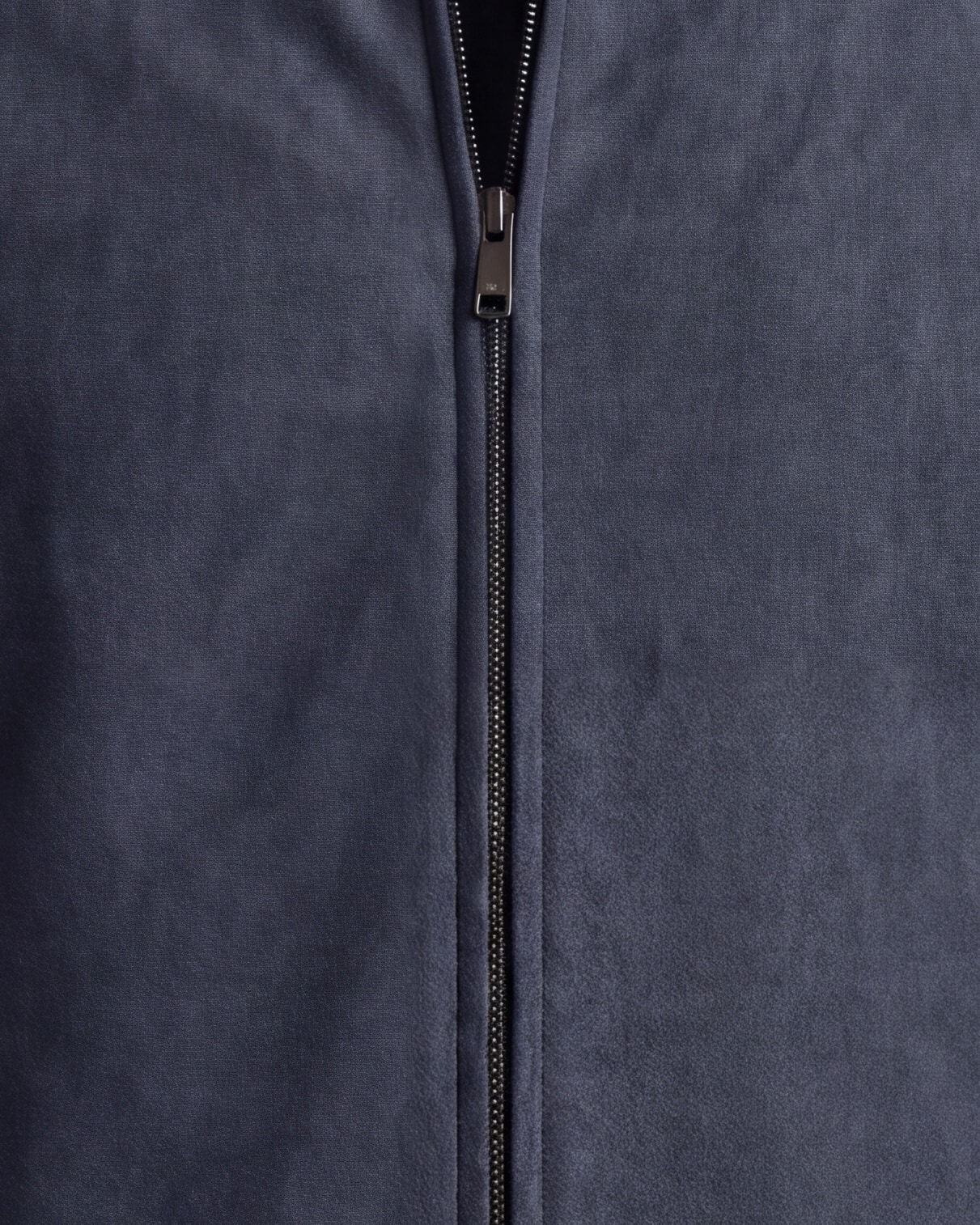 Navy Suede Harrington Jacket, front view