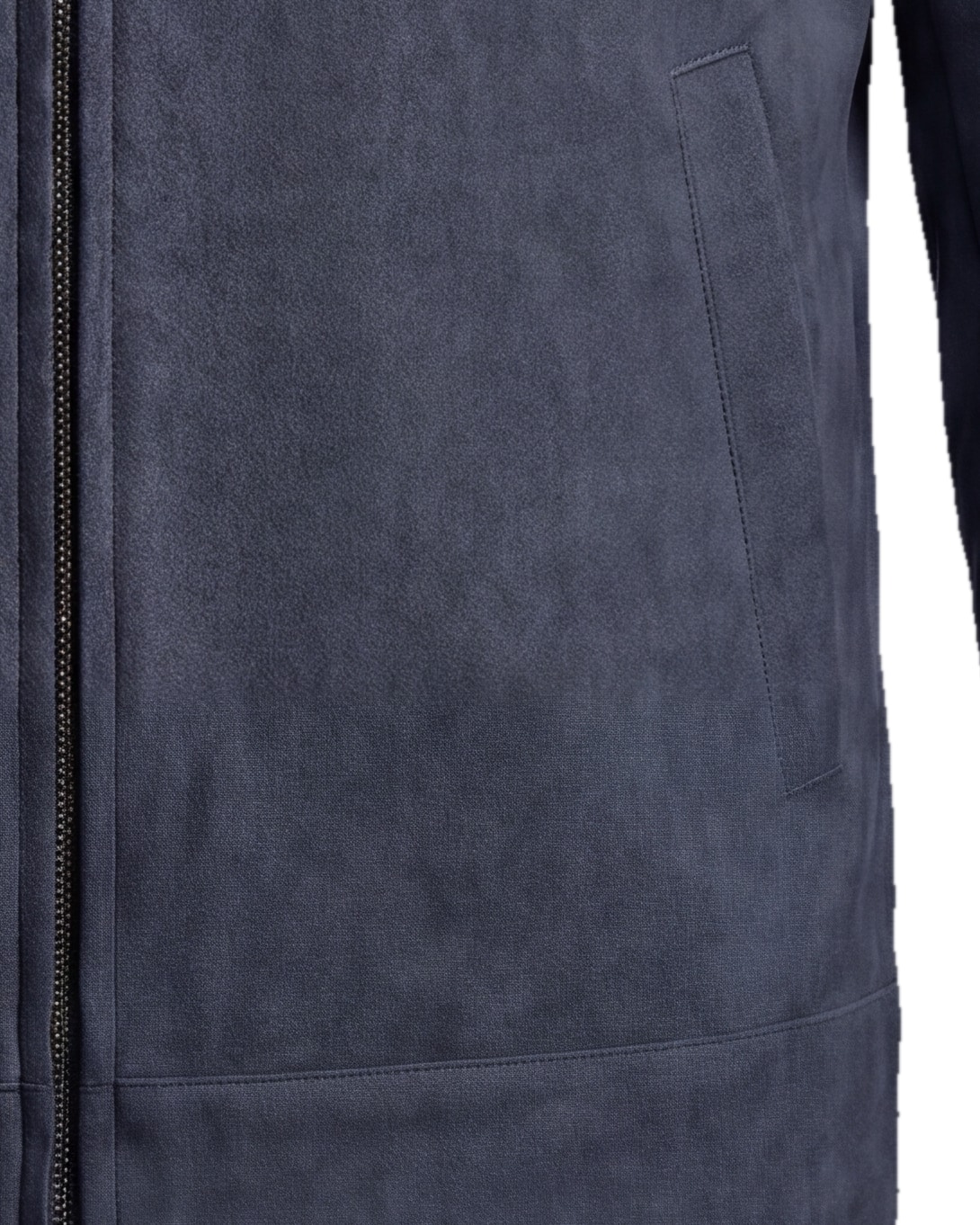 Navy Suede Harrington Jacket, pocket detail