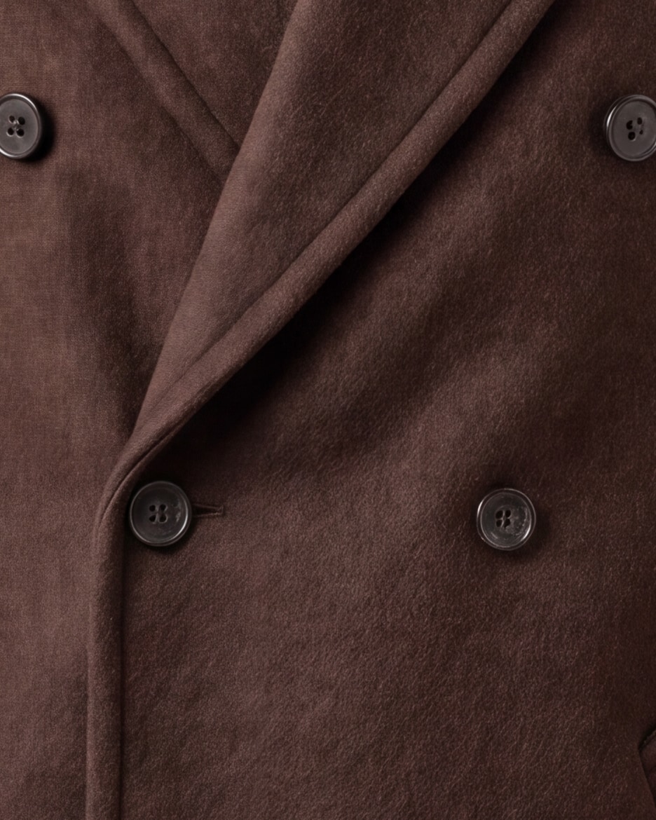 Double Brown Statement Overcoat, front view