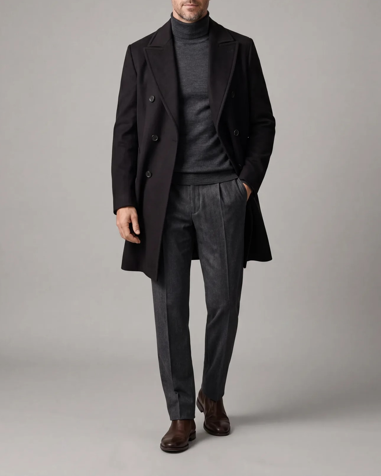 Double Black Statement Overcoat, on model