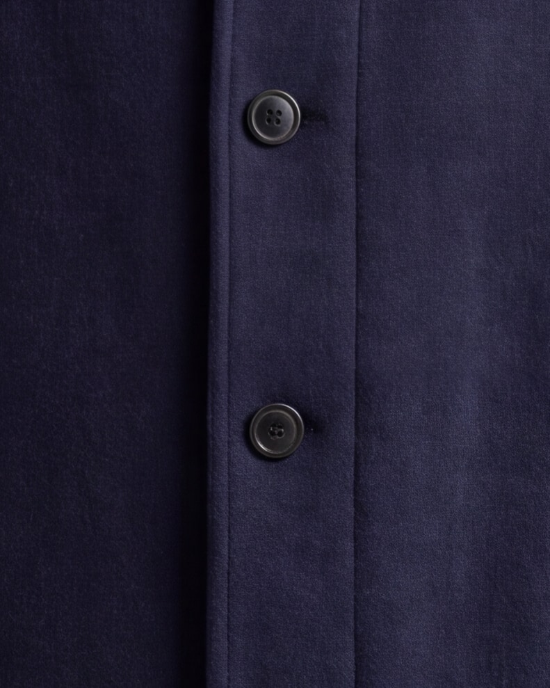 Navy Long Wool Coat, front view