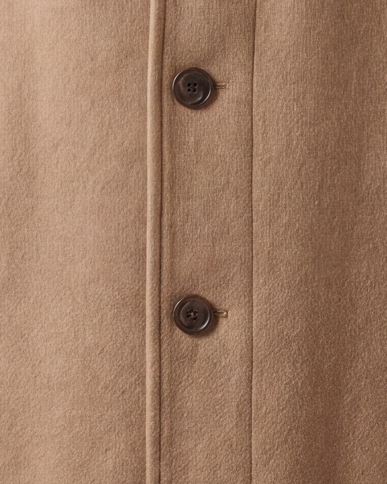 Camel Long Coat in Wool and Cashmere, front view