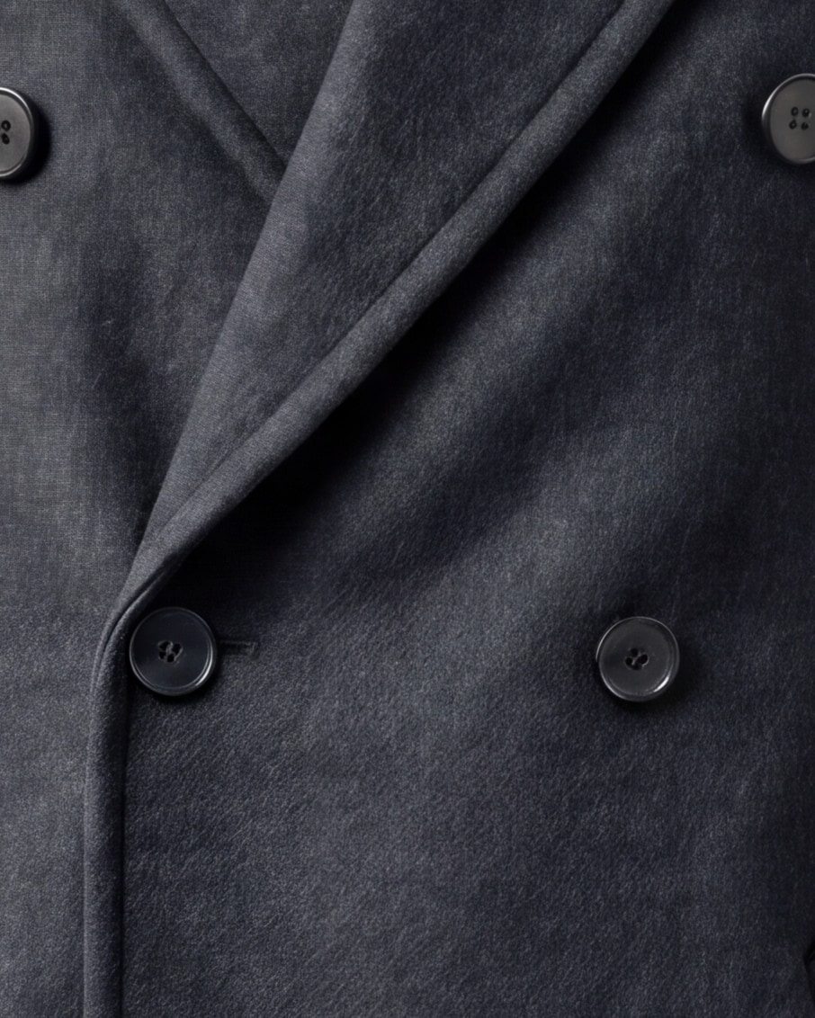 Double-Breasted Charcoal Merino wool Coat, front view