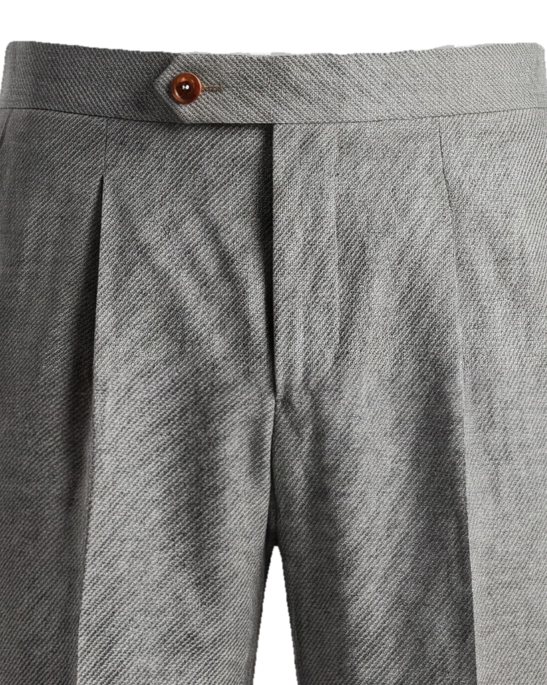 Light Grey Super 110s Wool Trousers, waistband detail