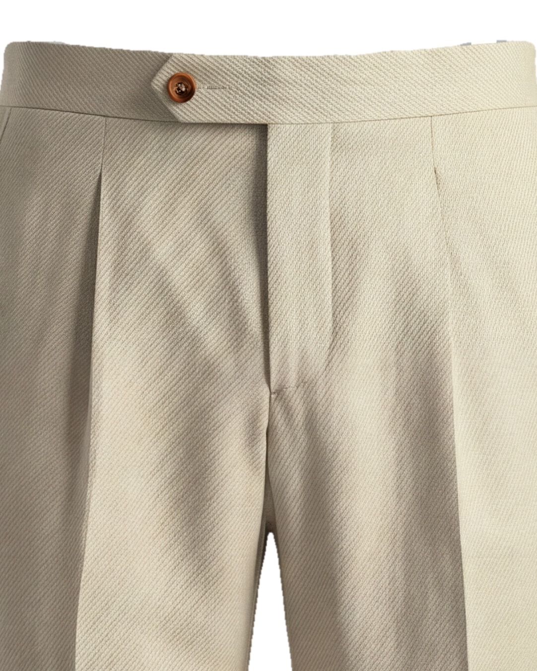 Light Beige Super 110s Wool Trousers, waistband detail
