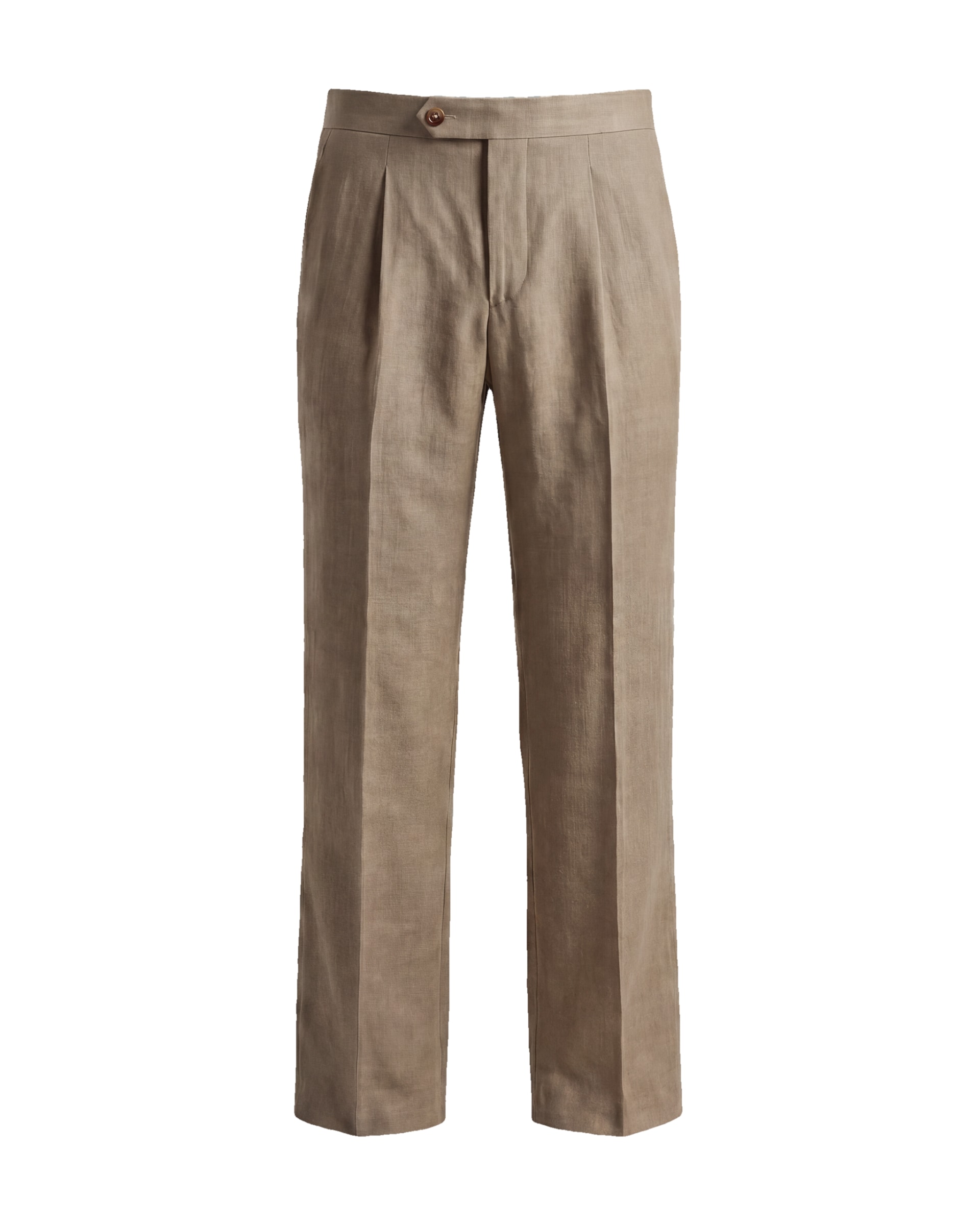 Taupe Brown Linen Trousers