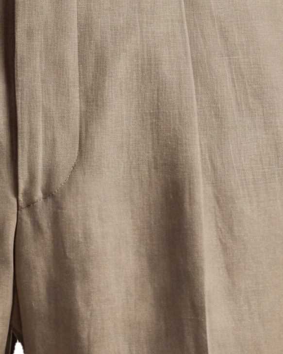 Taupe Brown Linen Trousers, pocket detail