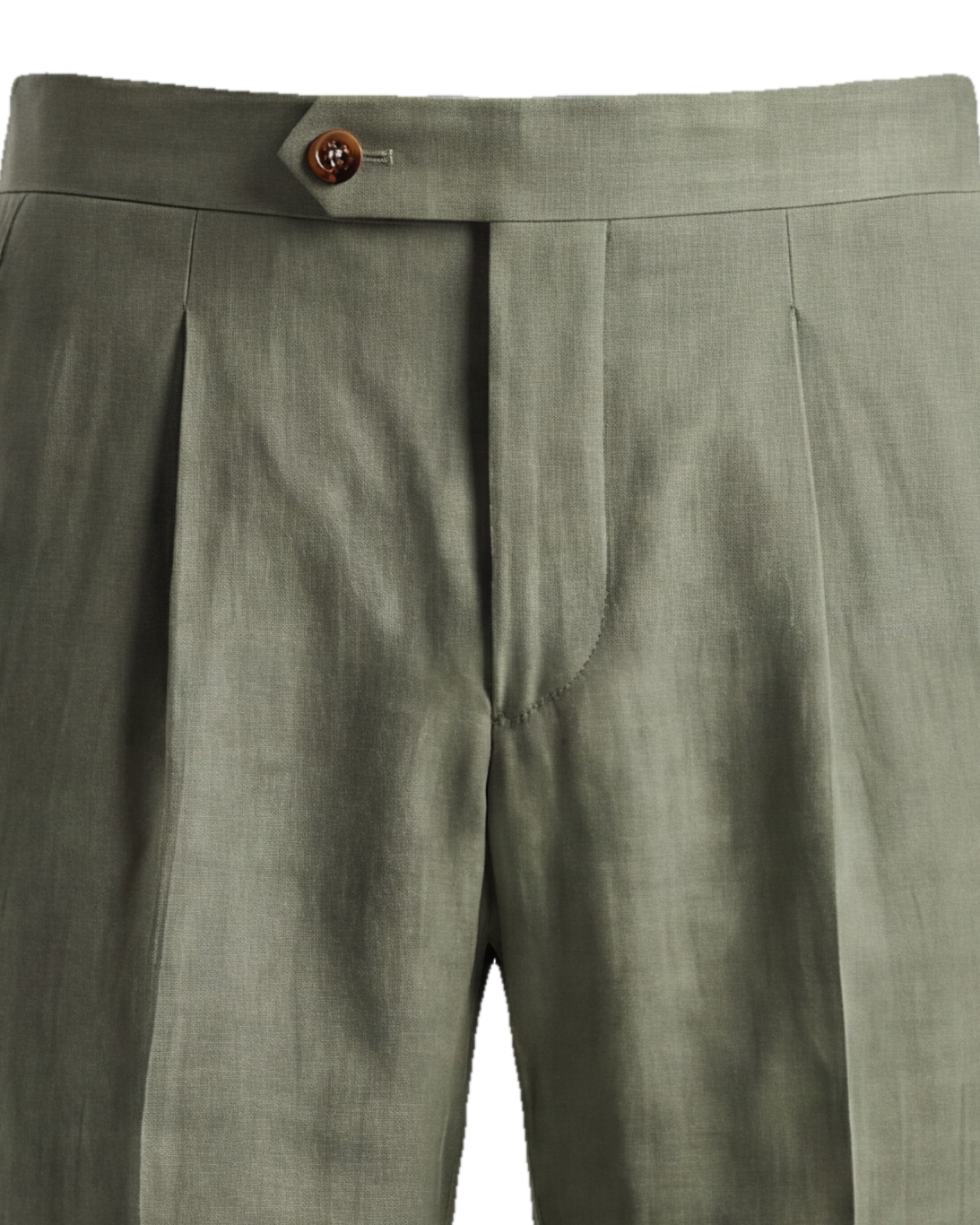 Dark Olive Linen Trousers, waistband detail