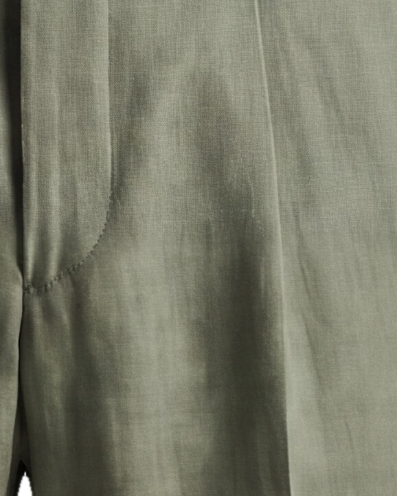 Dark Olive Linen Trousers, pocket detail