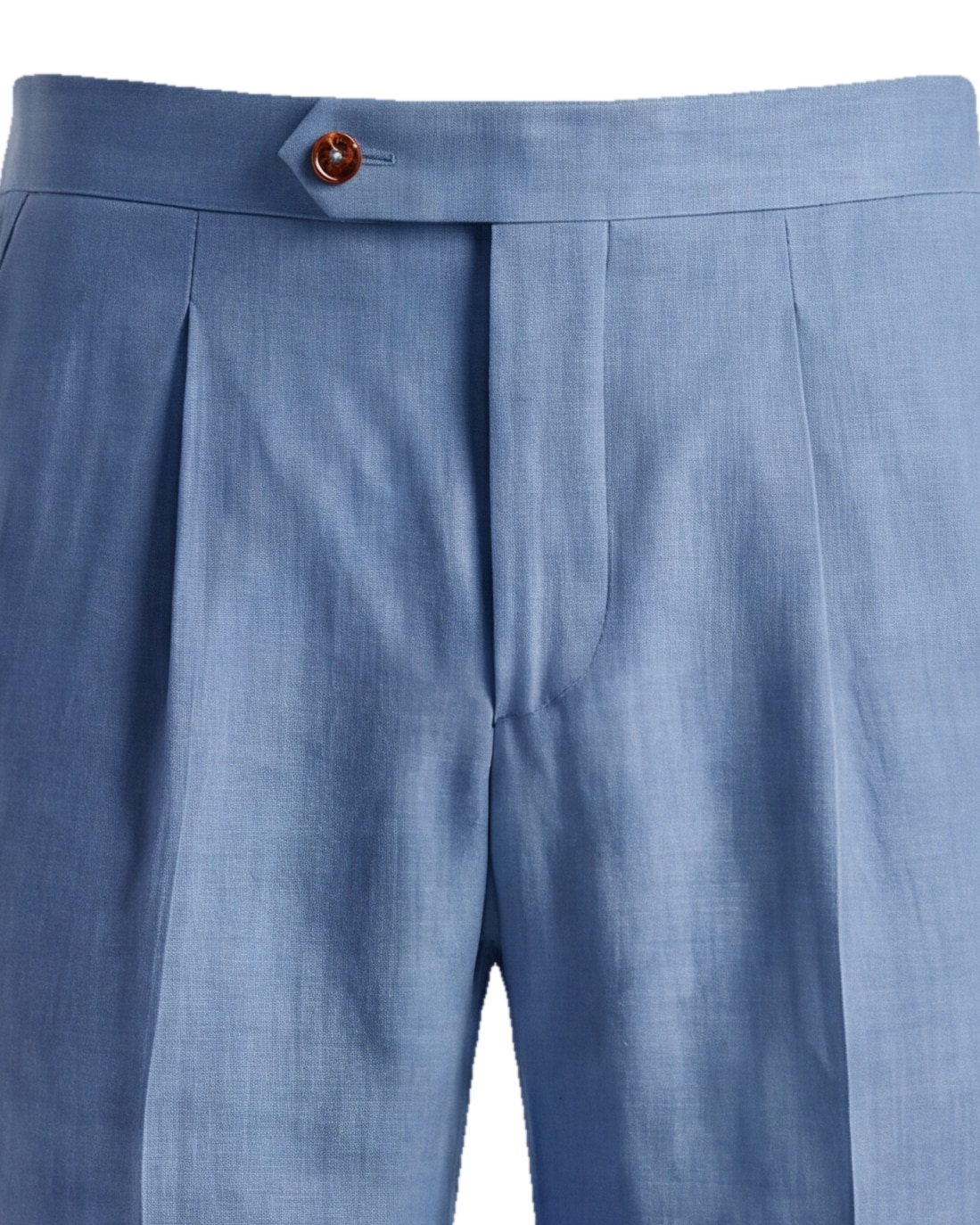 Mid-Blue Linen Trousers, waistband detail