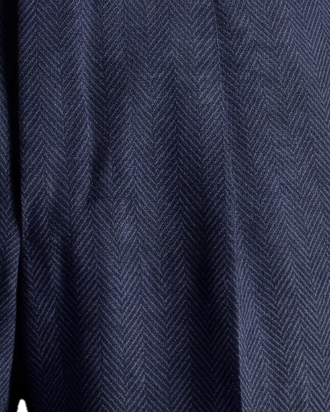 Mørkeblå herringbone jakkesætsbukser, detalje af lommen