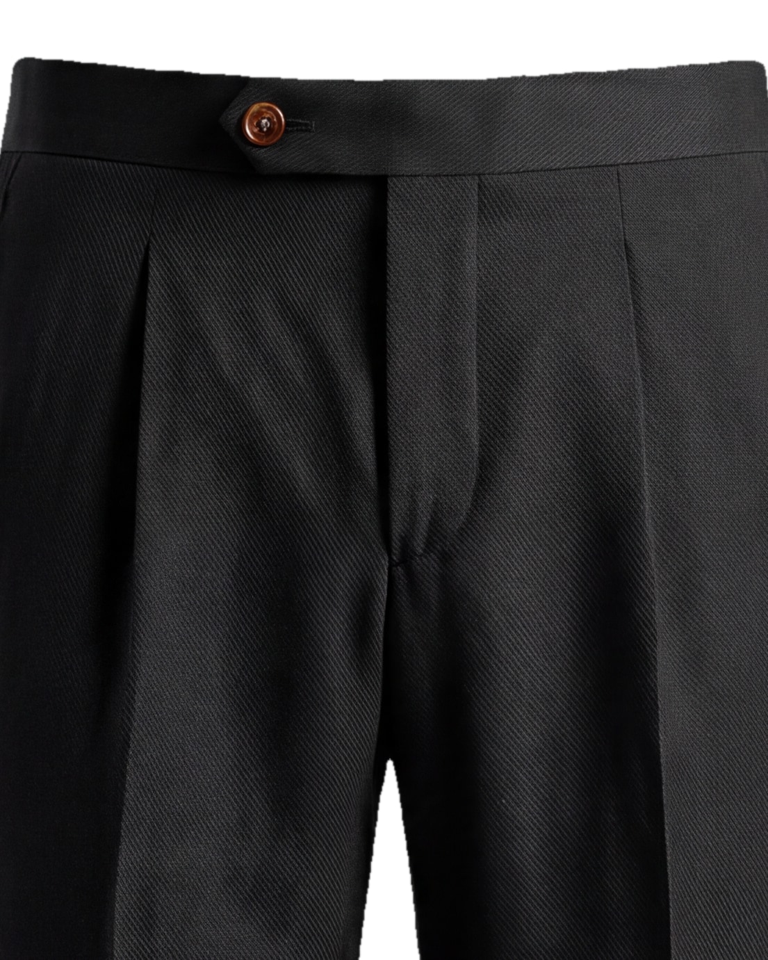 Black Suit Trousers from Filarte in S110-275gr, waistband detail