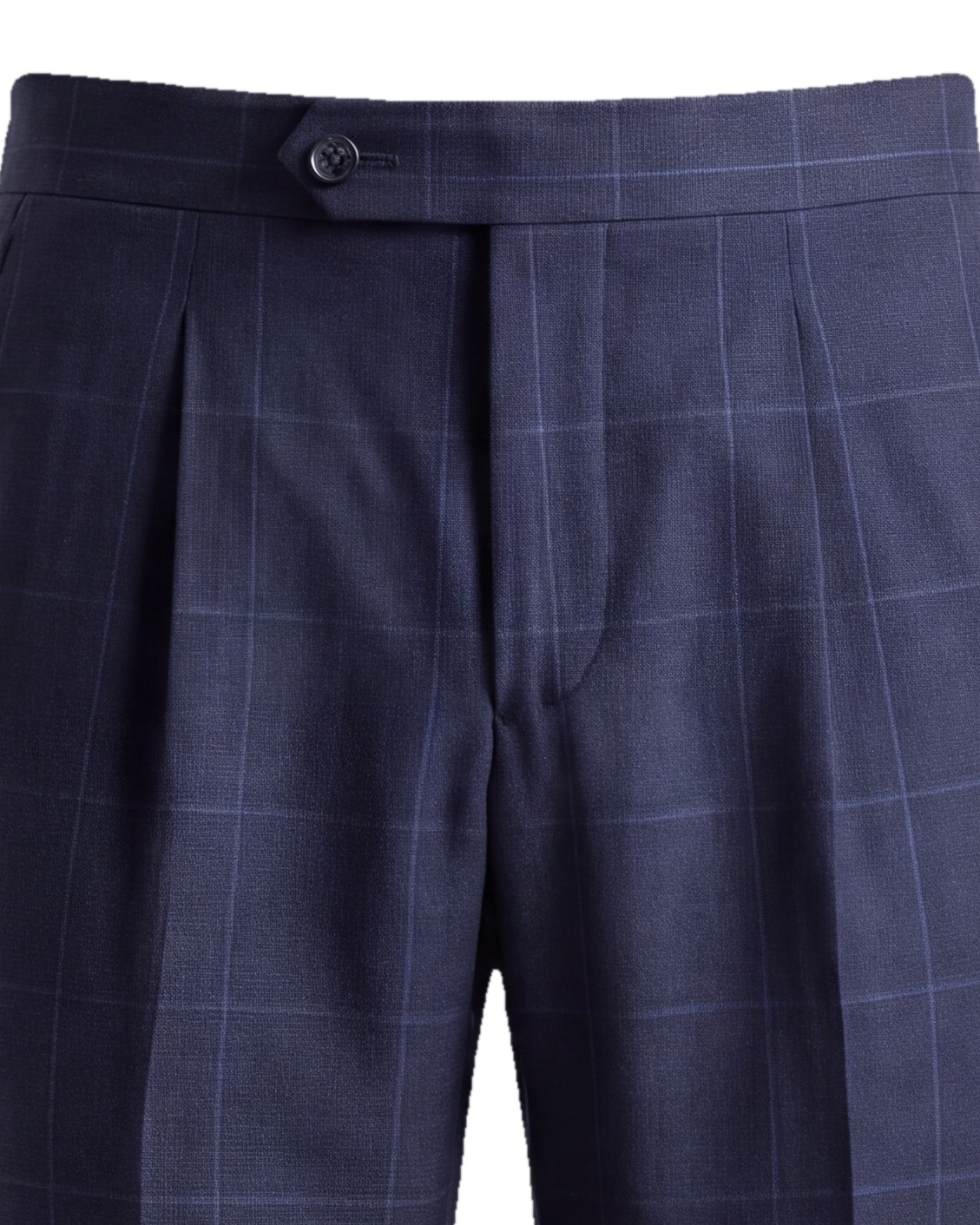 Navy Windowpane Suit Trousers, waistband detail