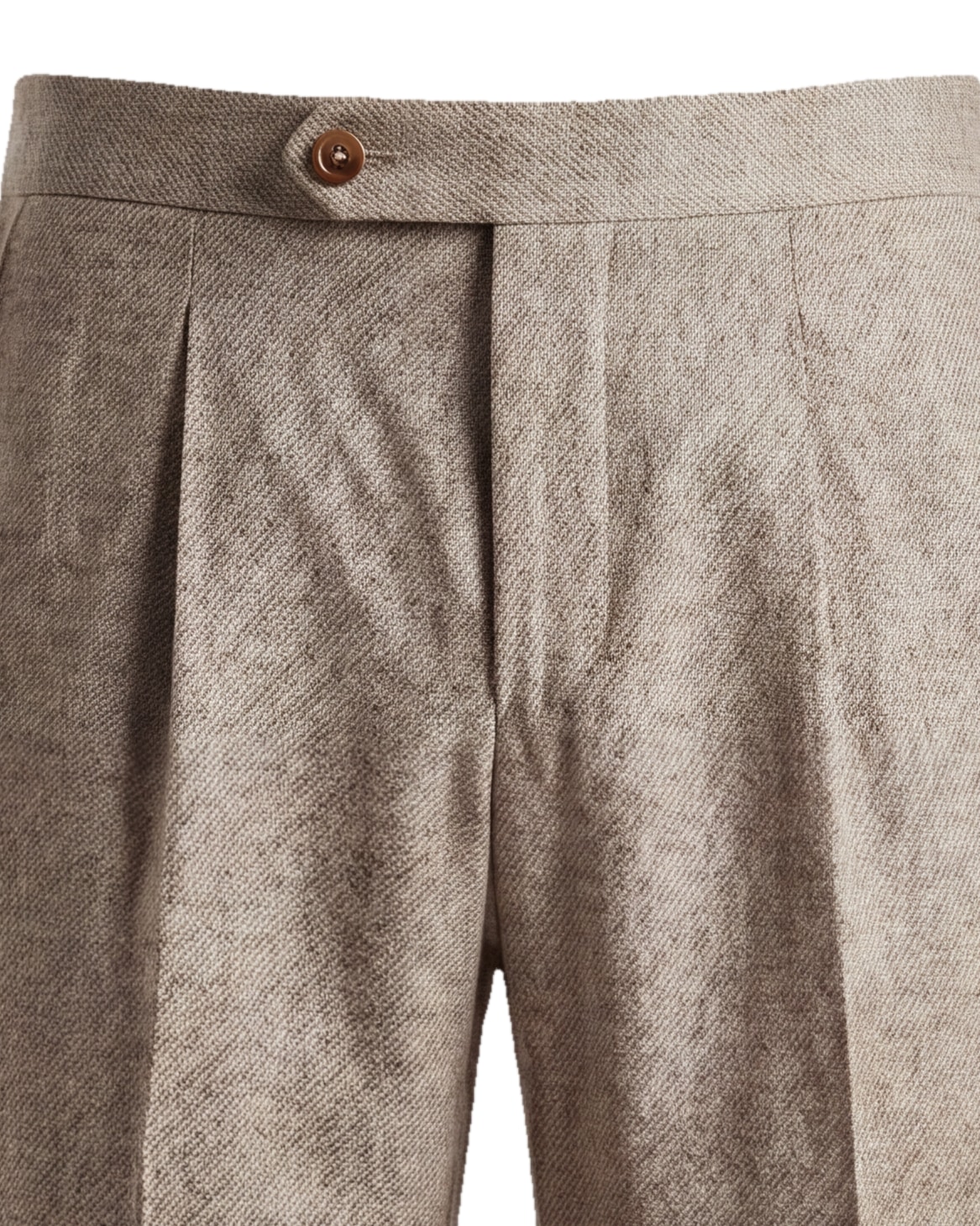 Taupe Herringbone Suit Trousers from Drago, waistband detail