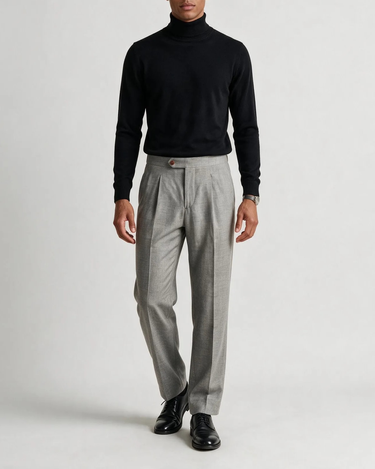 Light Grey Suit Trousers from DRAGO, on model