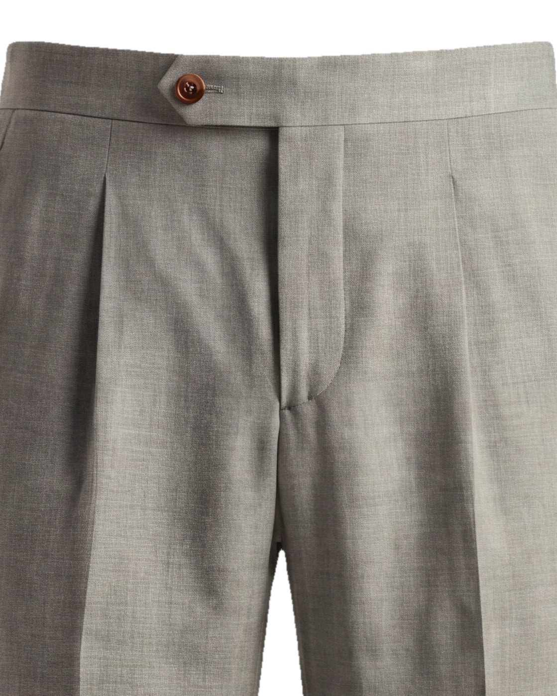 Light Grey Suit Trousers from DRAGO, waistband detail