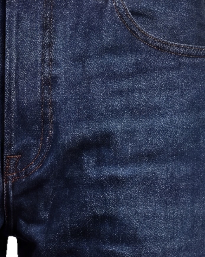 Mørk indigo wide leg jeans, detalje af lommen