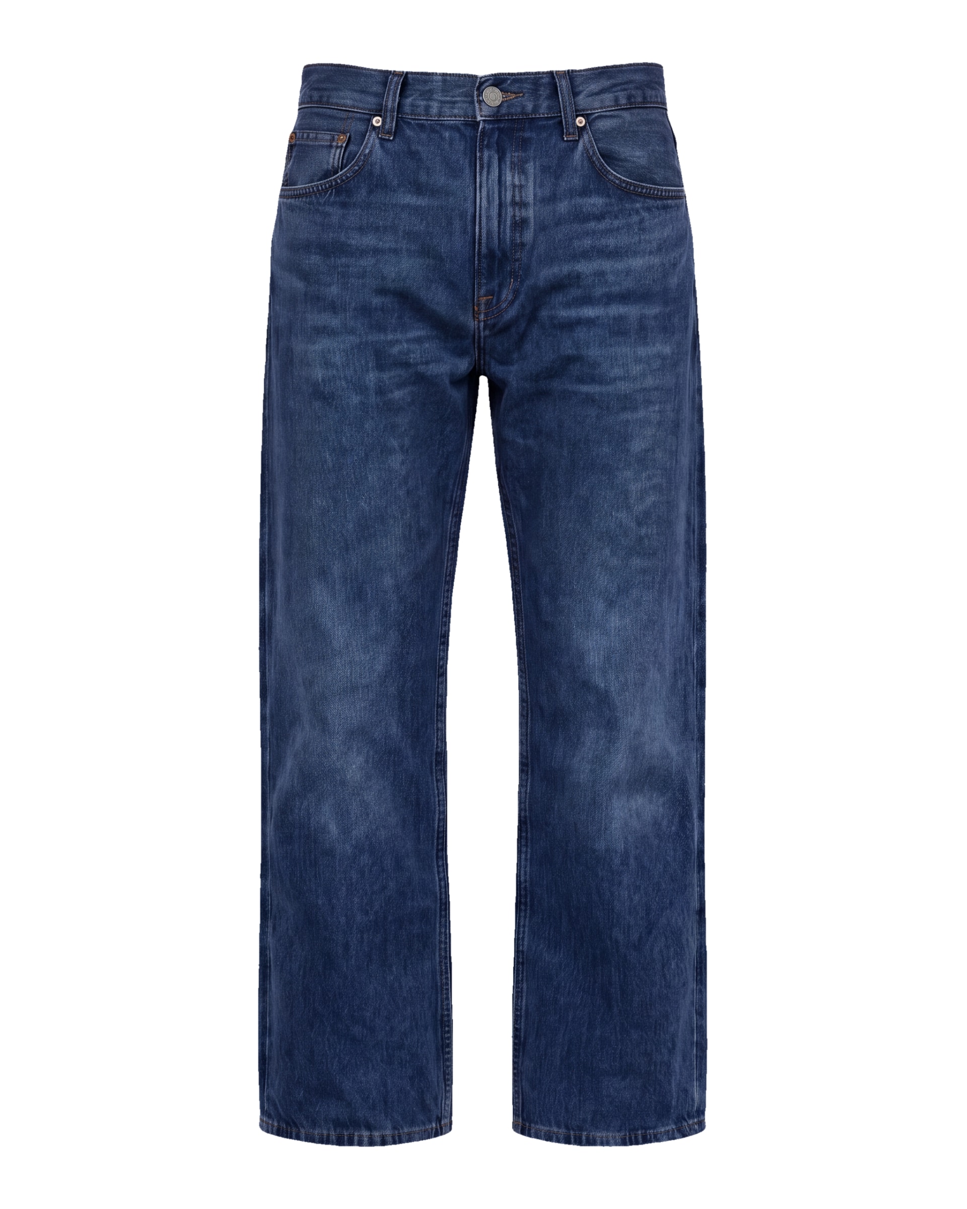Stone wash tapered jeans