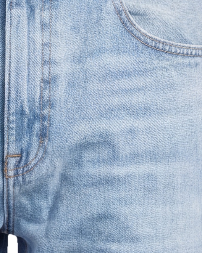Lys indigo wide leg jeans, detalje af lommen