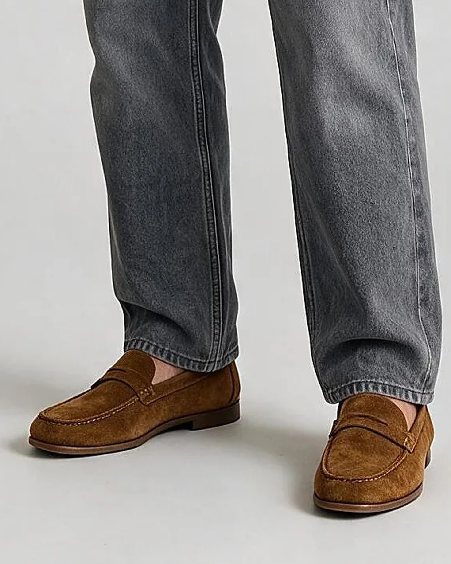Mid Grey Wide Leg Jeans, hem detail