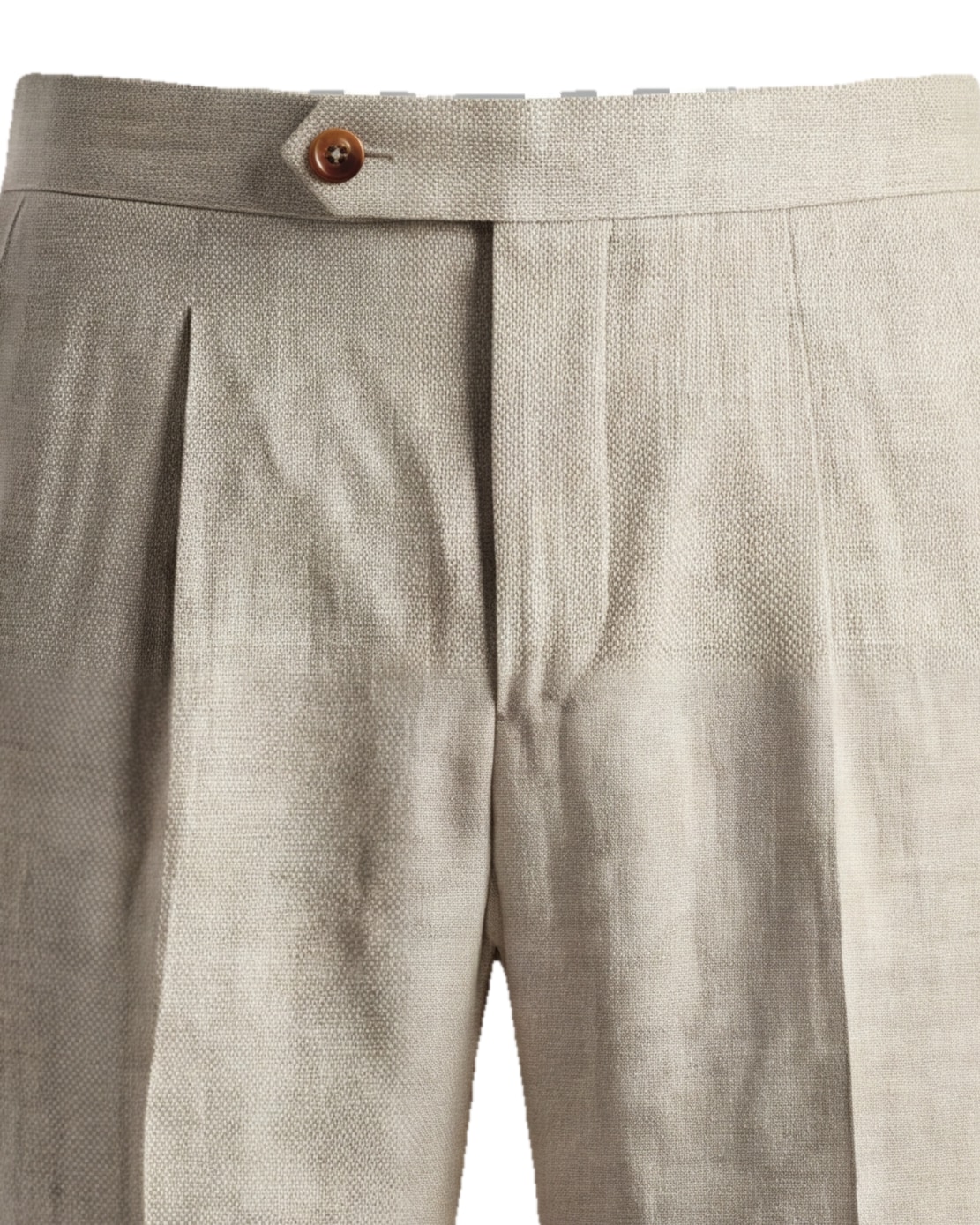 Cream Linen Trousers from Brisbane Moss, waistband detail
