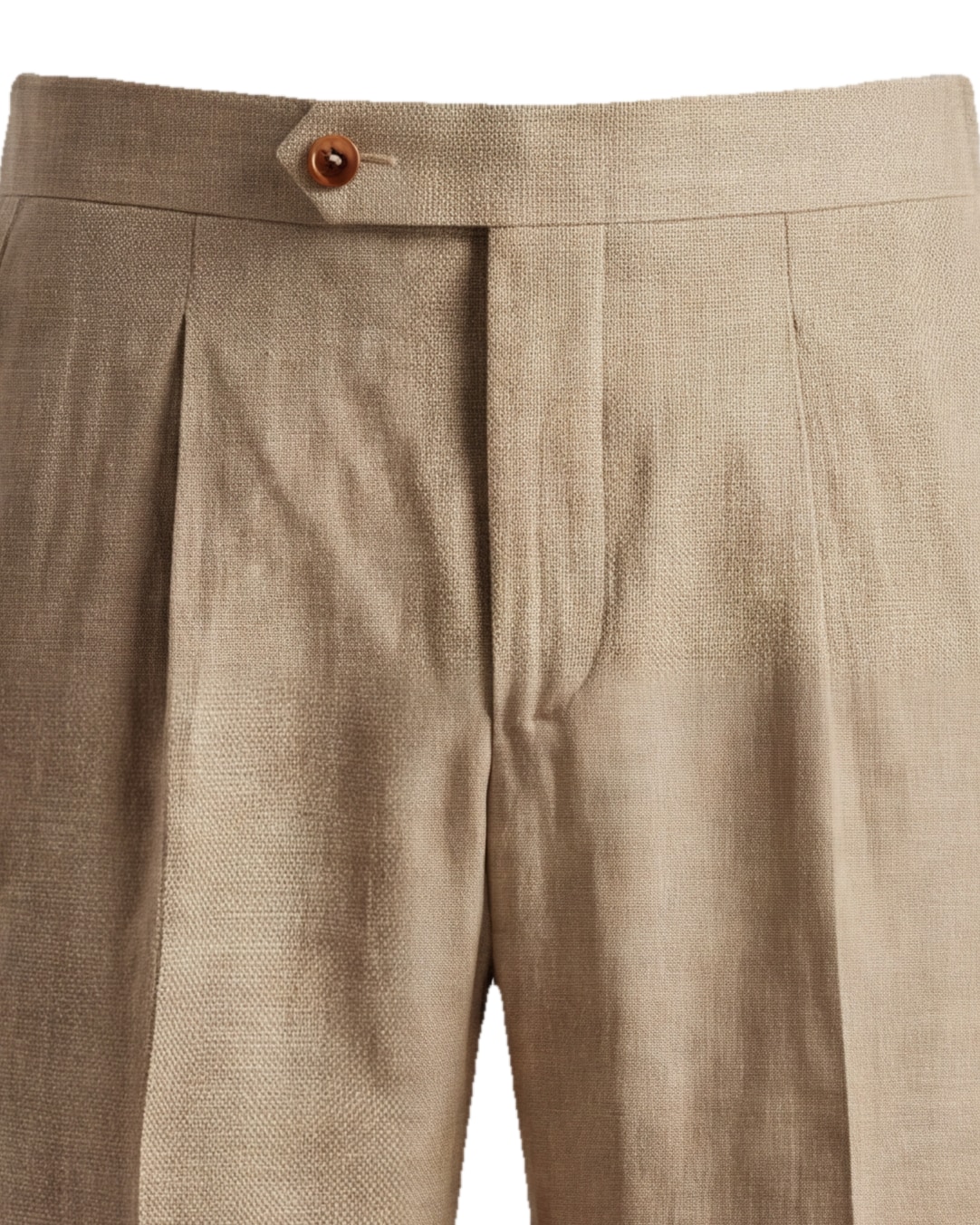 Sand Linen Trousers from Brisbane Moss, waistband detail