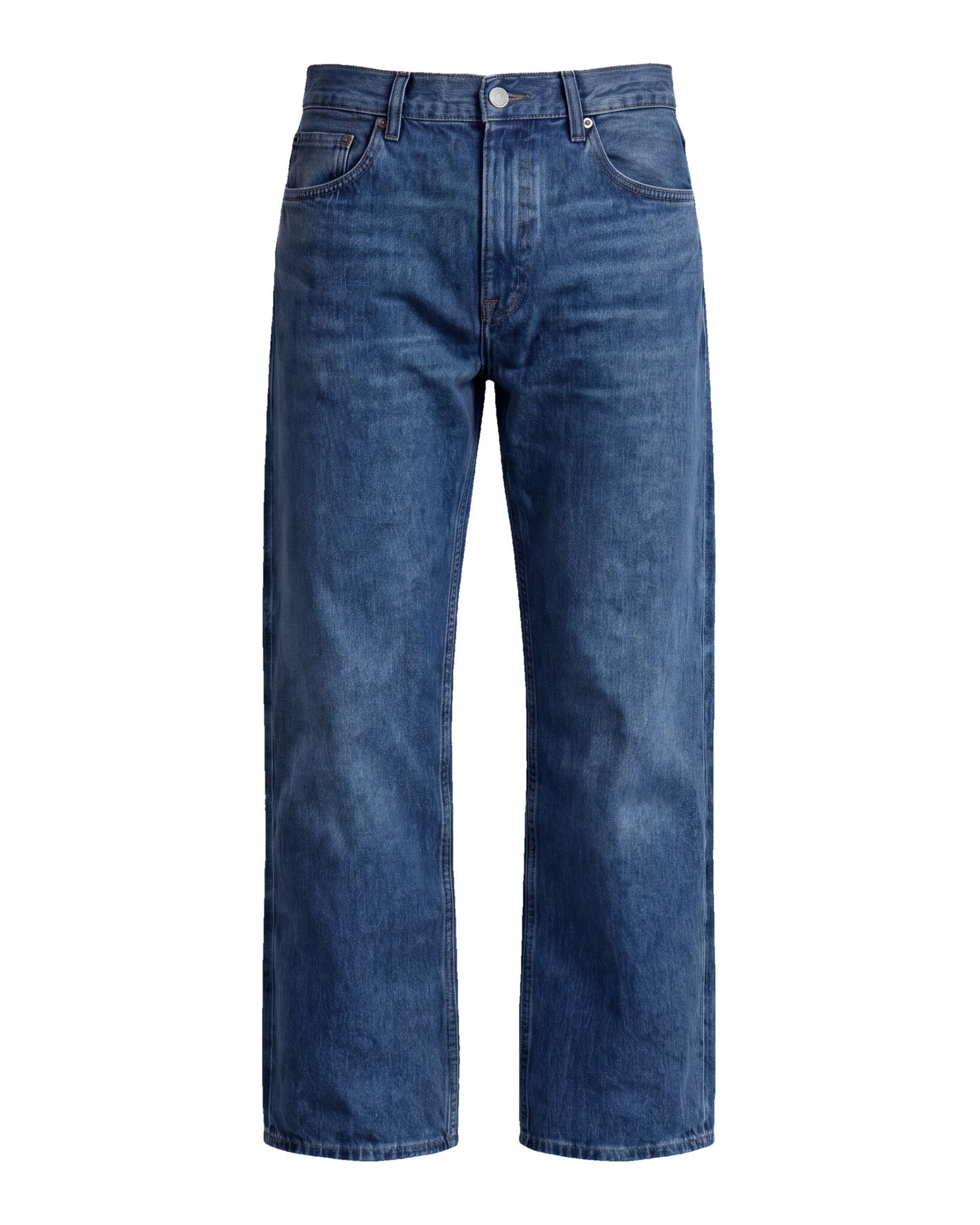 Washed Mid-Blue Wide Leg Jeans
