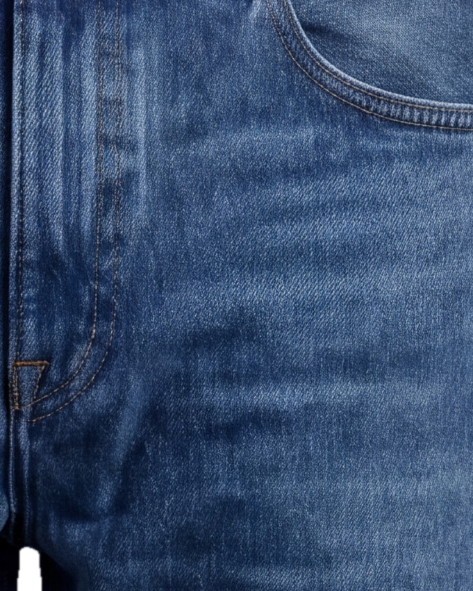 Washed Mid-Blue Wide Leg Jeans, pocket detail