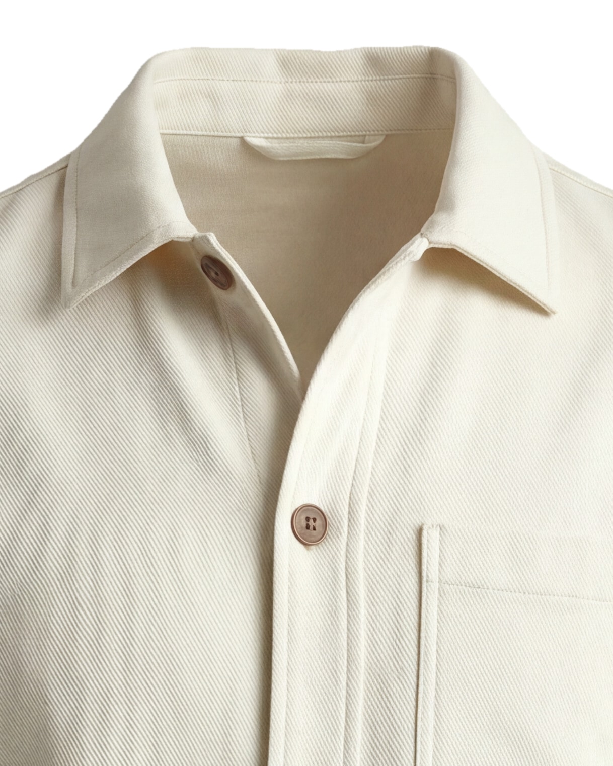 Beige Bomuld Shirt Jacket, detalje af kraven