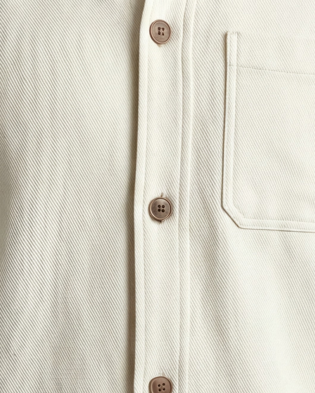 Beige Bomuld Shirt Jacket, set forfra