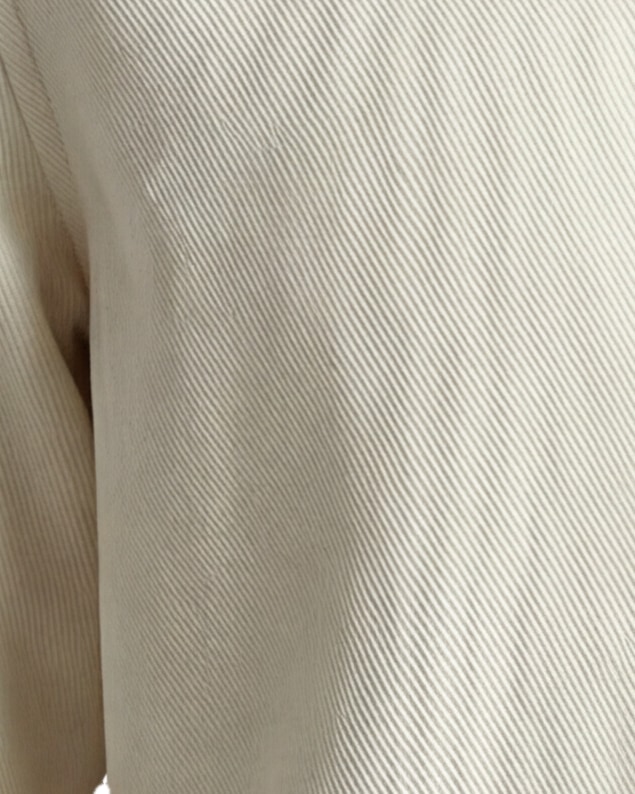 Beige Bomuld Shirt Jacket, nærbillede af materialet