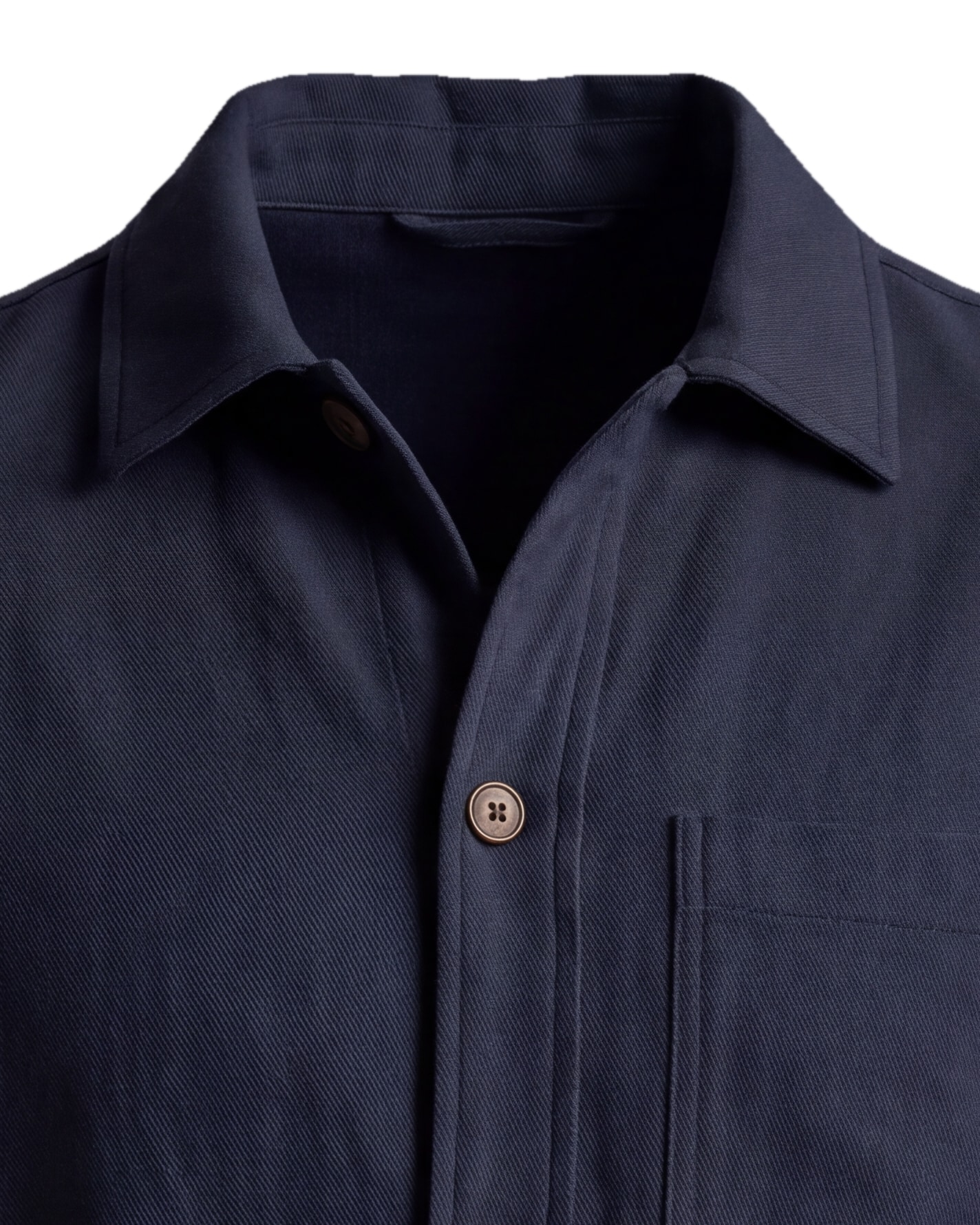 Navy Cotton Shirt Jacket, collar detail