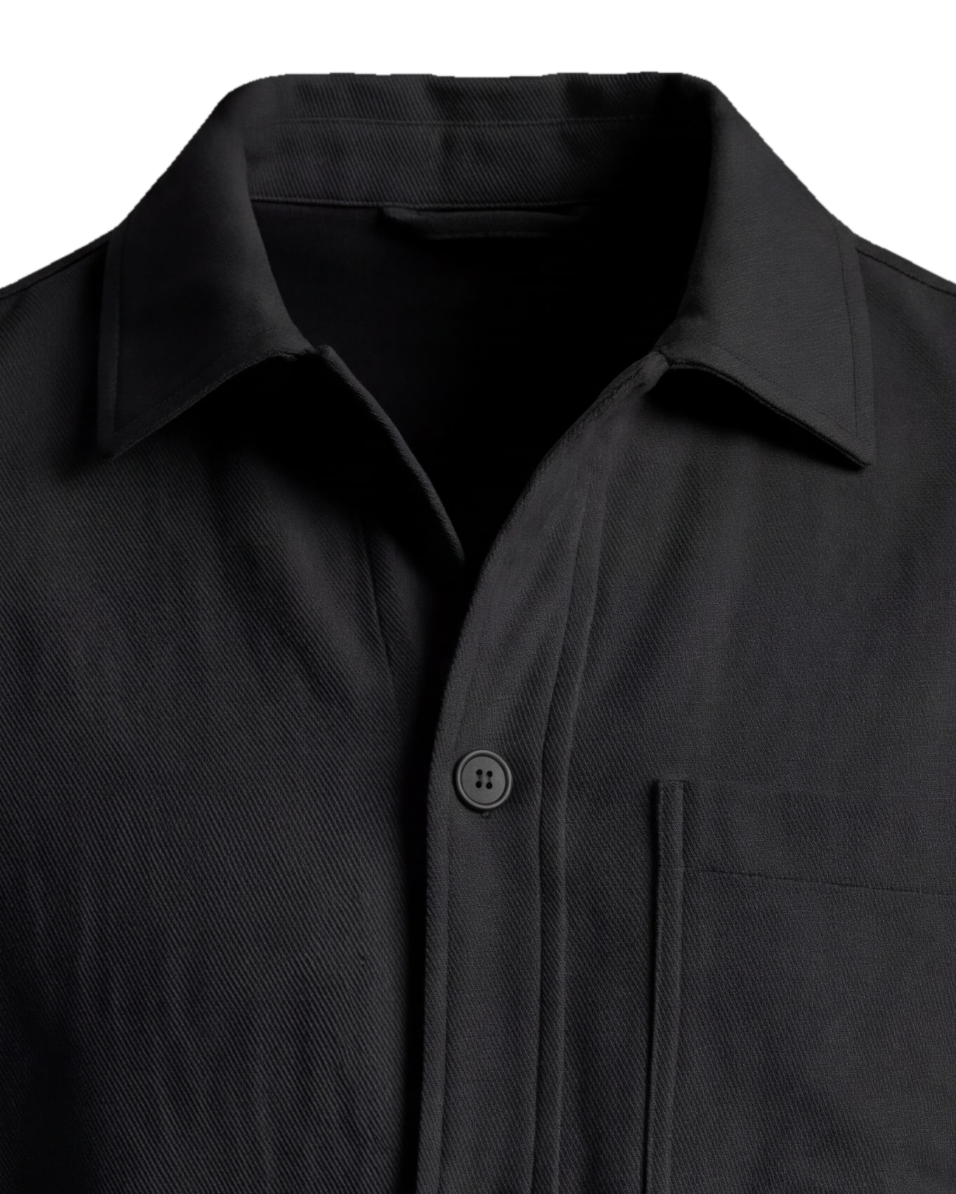 Sort Bomuld Shirt Jacket, detalje af kraven