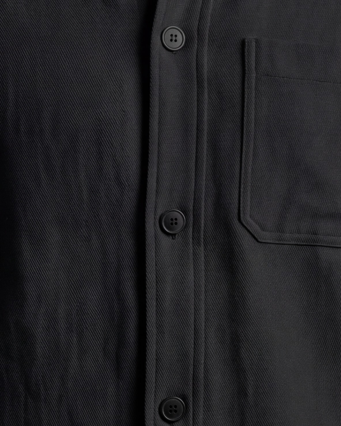 Sort Bomuld Shirt Jacket, set forfra