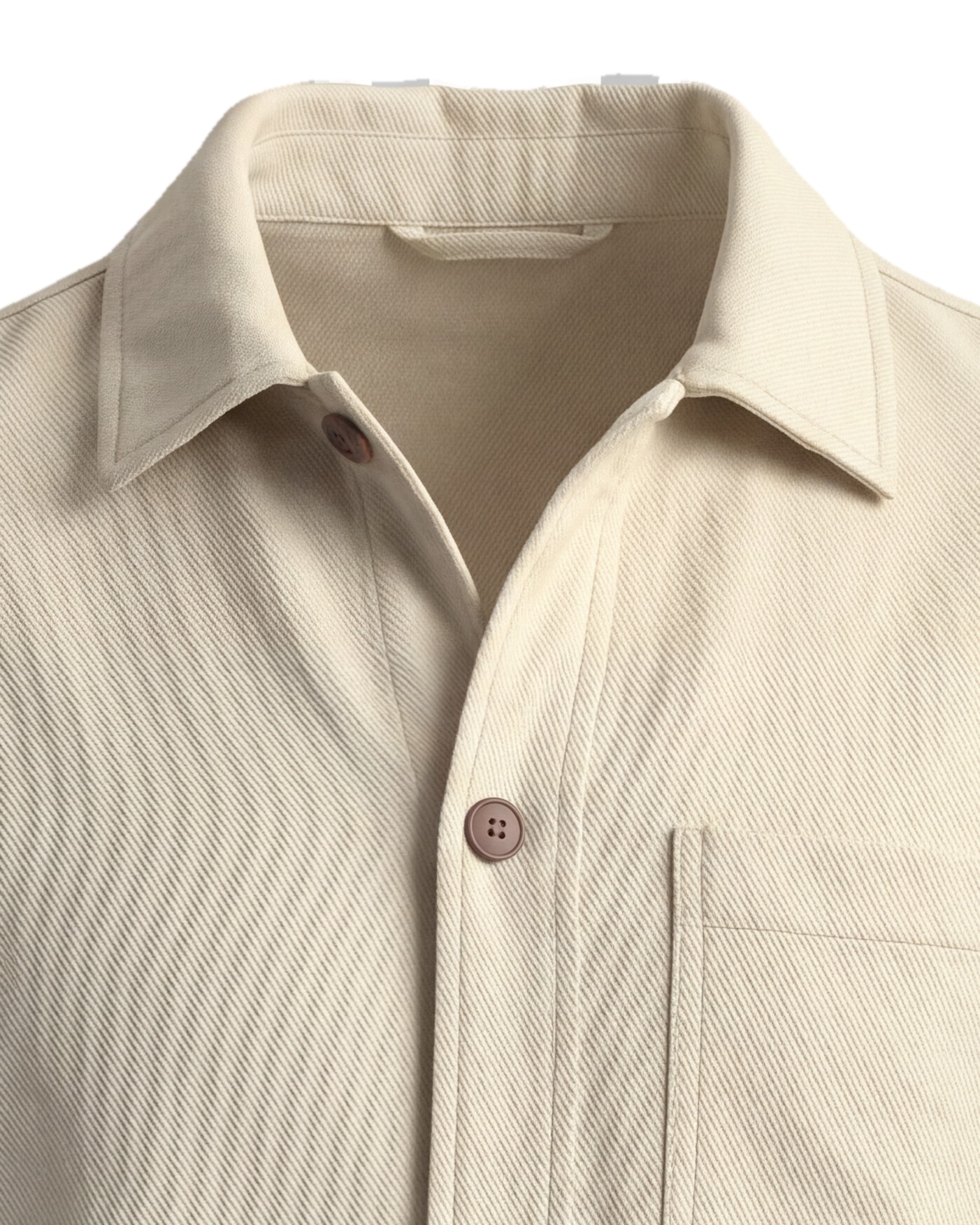 Off-white bomuld shirt jacket, detalje af kraven