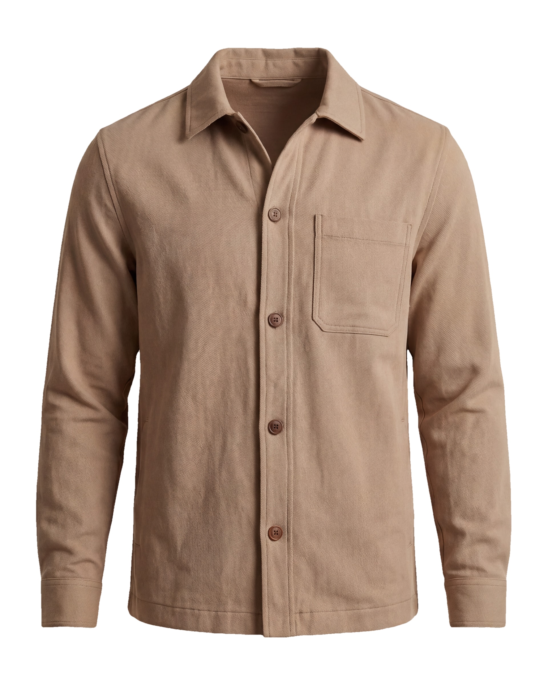 Stone-Coloured Cotton Twill Shirt Jacket