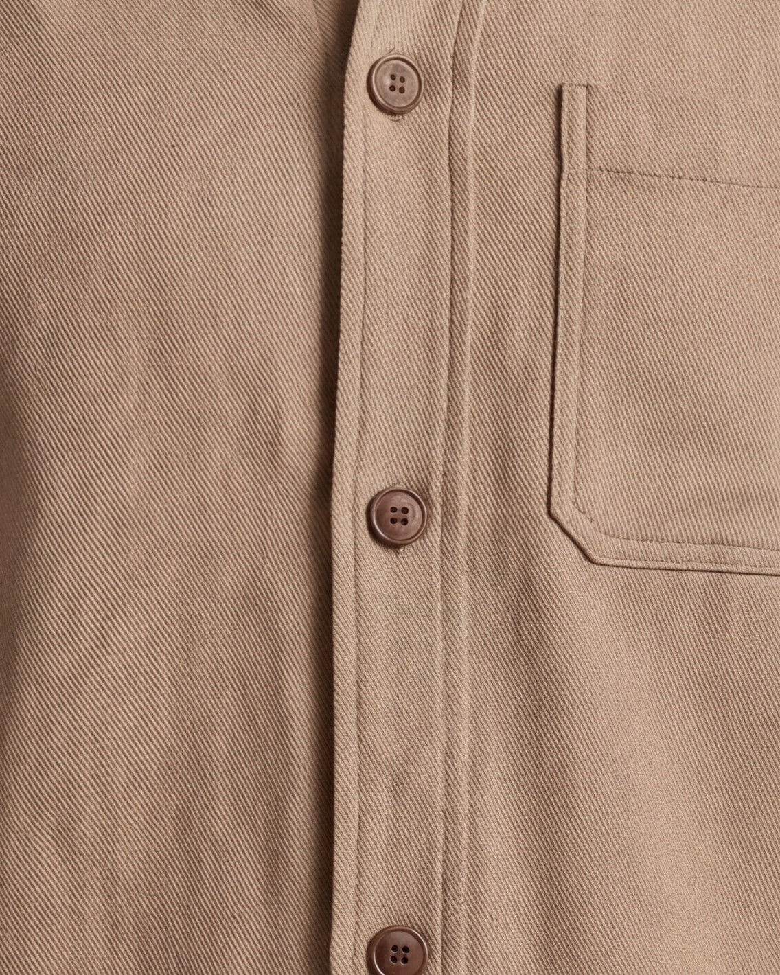 Stone-Coloured Cotton Twill Shirt Jacket, front view
