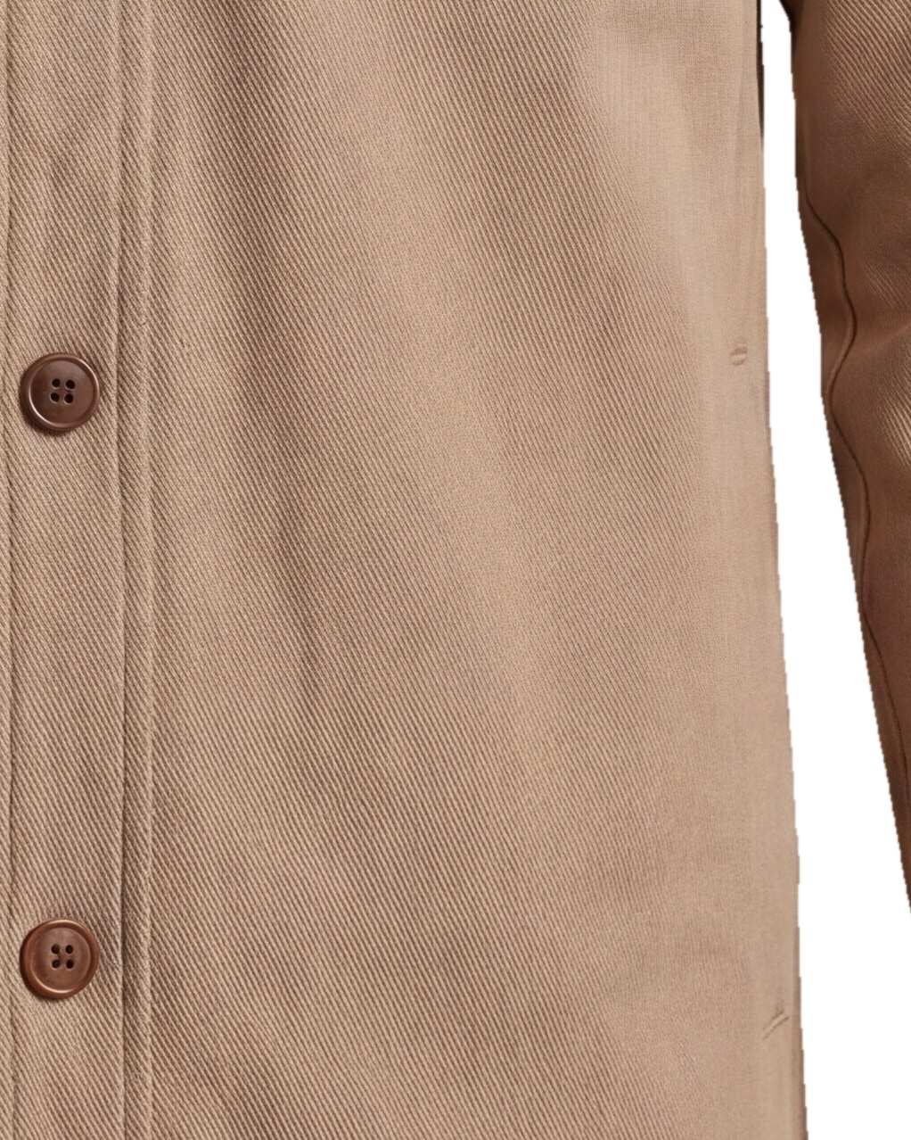 Stone-Coloured Cotton Twill Shirt Jacket, pocket detail