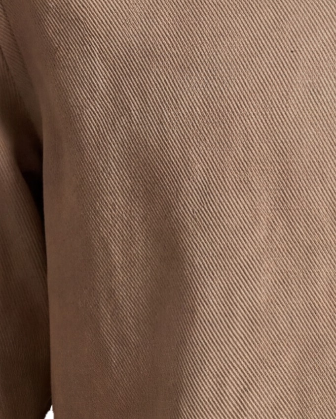 Stone-Coloured Cotton Twill Shirt Jacket, fabric close-up